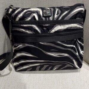 Brighton Black and White Zebra Print Messenger Bag